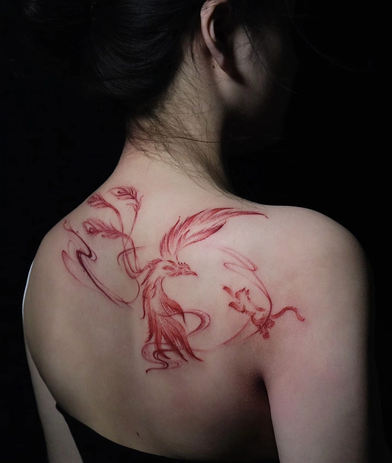 tattoo phượng hoàng tinh tế nữ