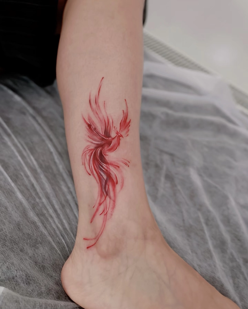 xăm hình phượng hoàng ở cổ chân