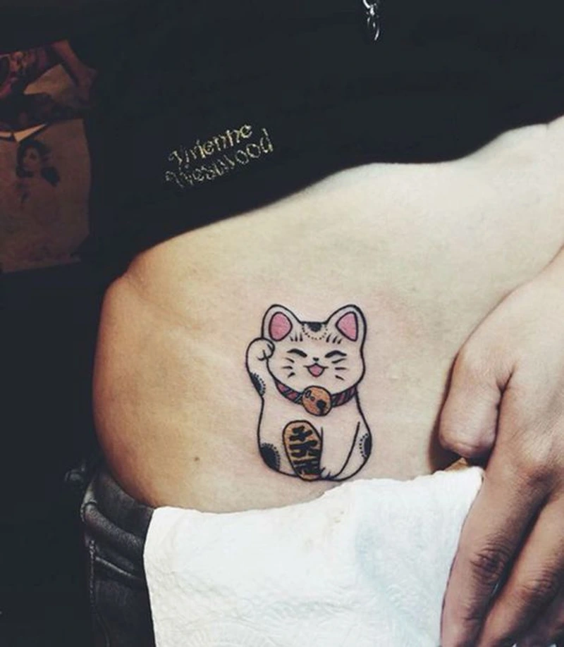 Ảnh hình tattoo mèo mini cute với nét vẽ tối giản đẹp
