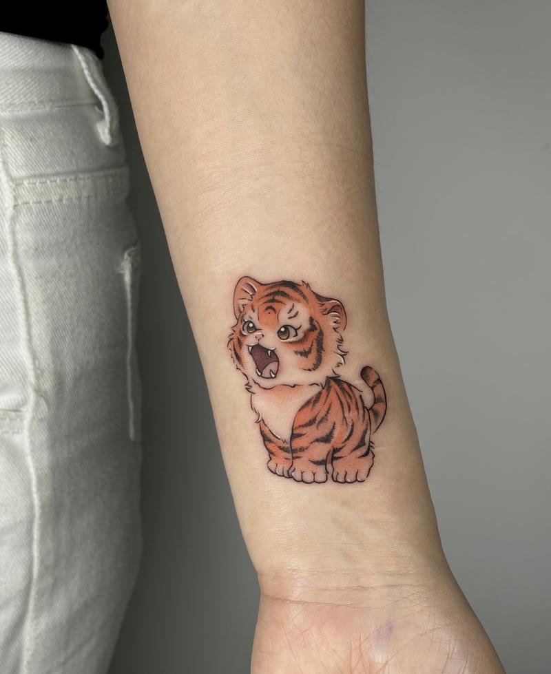 Ảnh hình xăm hổ cute nét vẽ nhẹ nhàng
