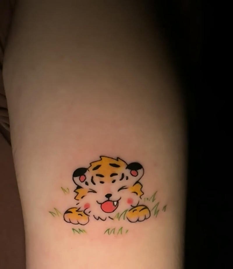 Ảnh hình xăm hổ cute phong cách đáng yêu