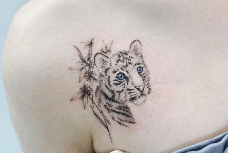 Ảnh hình xăm hổ cute phong thái vui tươi