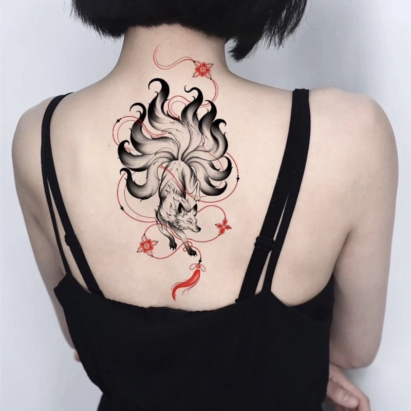 Ảnh hình xăm hồ ly 9 đuôi cho nữ cùng đường nét đẹp