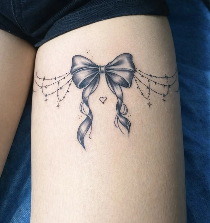 Ảnh hình xăm nơ mini với nét tattoo nhỏ xinh dễ thương
