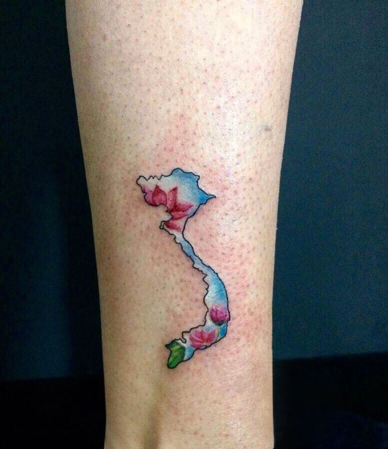 Ảnh tattoo bản đồ Việt Nam cùng thiết kế sắc nét