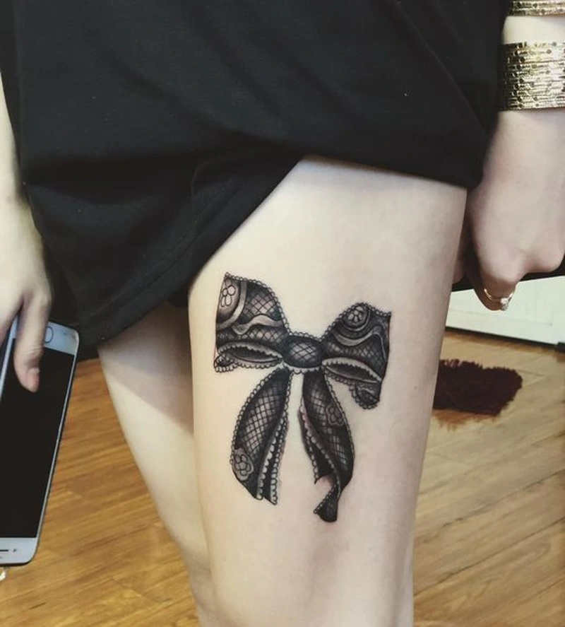 Ảnh tattoo nơ mini mang phong cách Hàn Quốc tinh tế