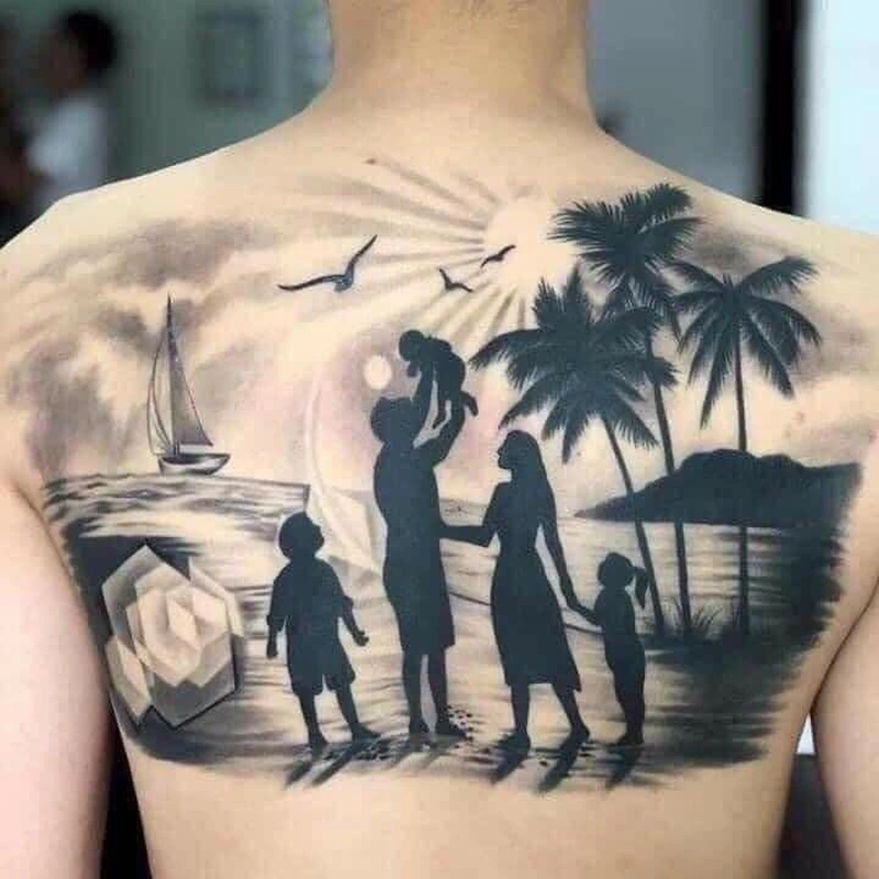 Ảnh xăm hình gia đình cùng biểu tượng yêu thương