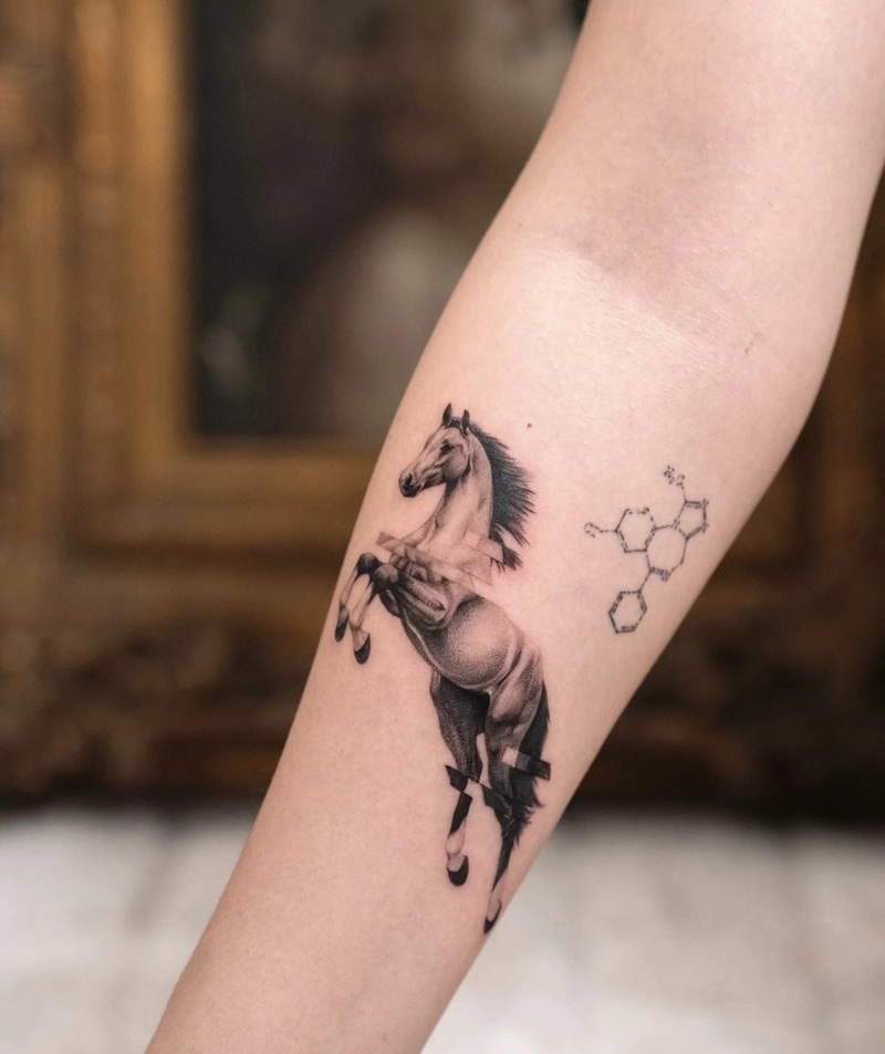 Ảnh xăm ngựa đẹp huyền ảo cùng thần thái nổi bật