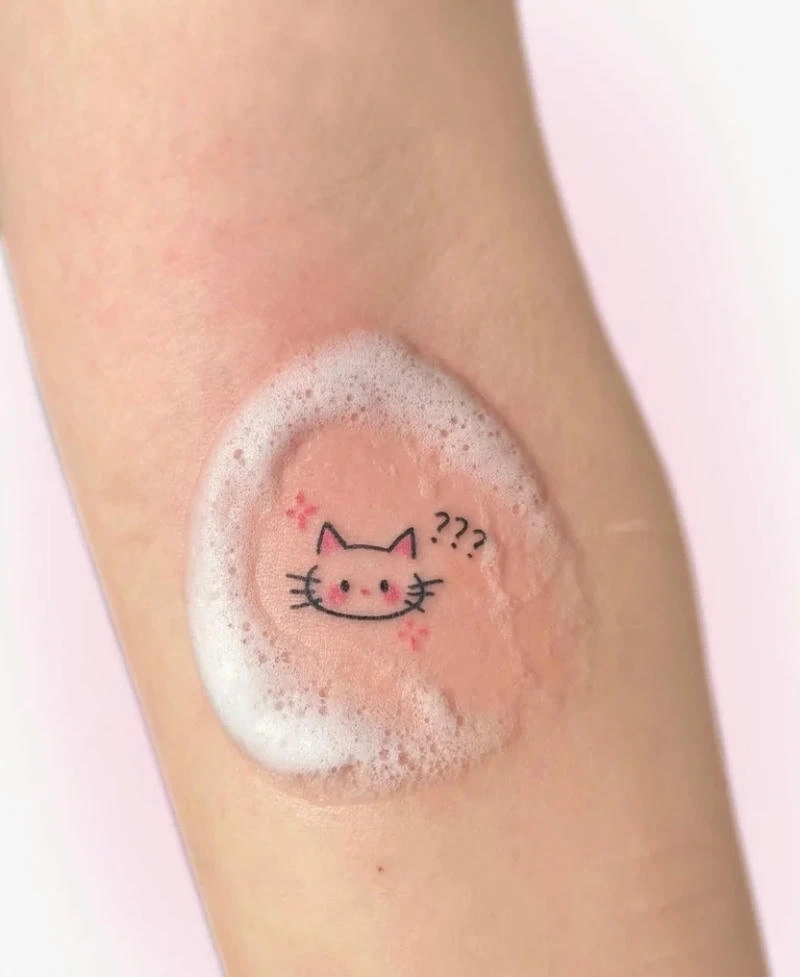 Cá tính trội mèo mini cute hợp tattoo cổ tay nữ nhẹ nhàng