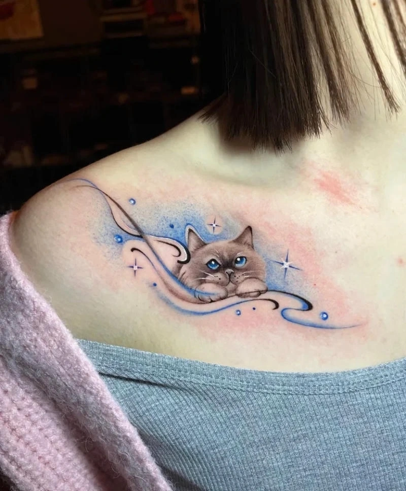 Chủ đề tattoo cute nổi bật với hình mèo mini nhỏ