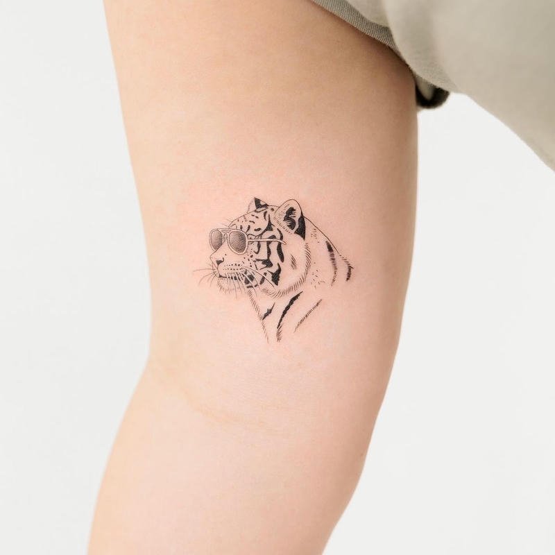 Góc chụp hình xăm hổ cute thiết kế đáng yêu