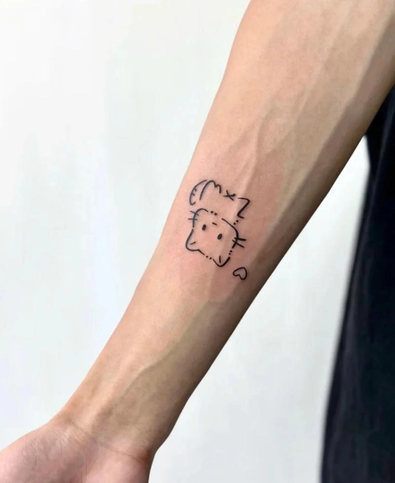 Hình ảnh hình tattoo mèo mini cute cùng mèo hoạt hình