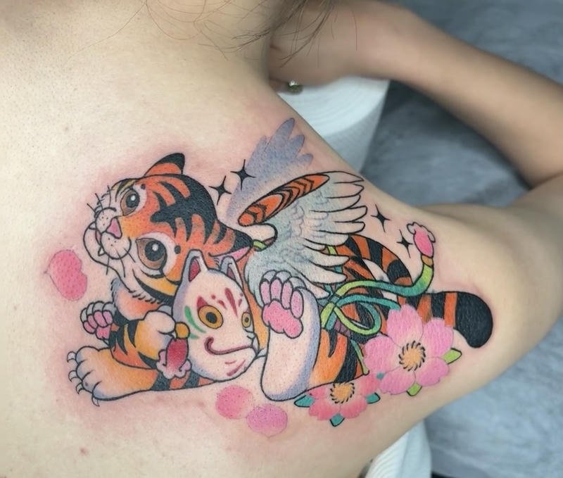 Hình ảnh hình xăm hổ cute nét vẽ mềm mại