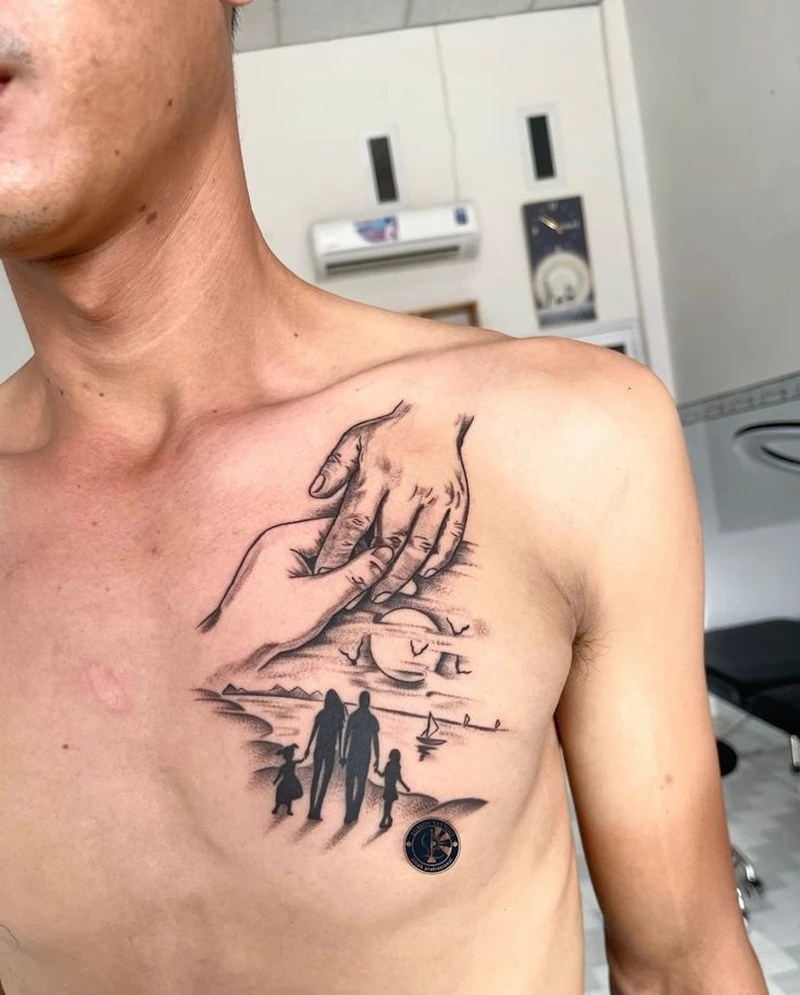 Hình ảnh xăm gia đình cùng nét tattoo tinh tế đẹp mắt
