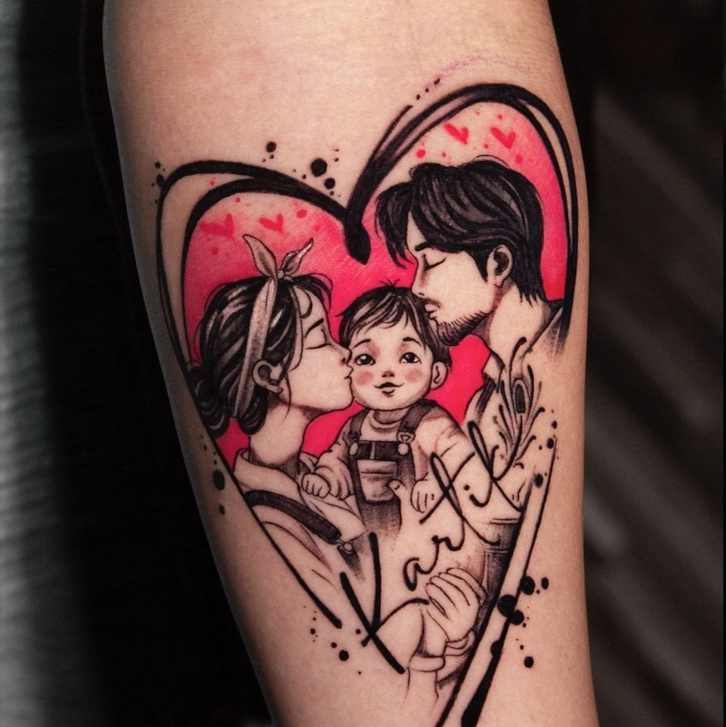 Hình ảnh xăm gia đình với thiết kế tattoo ý nghĩa