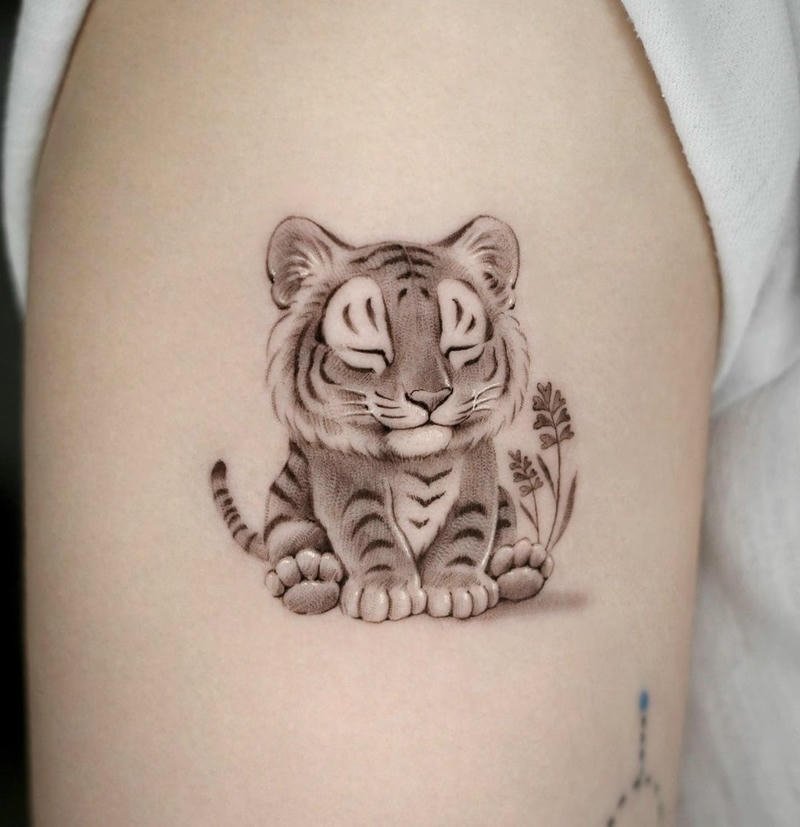 Hình hình xăm hổ cute phong thái vui vẻ