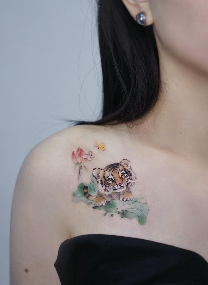 Hình hình xăm hổ cute thiết kế đáng yêu