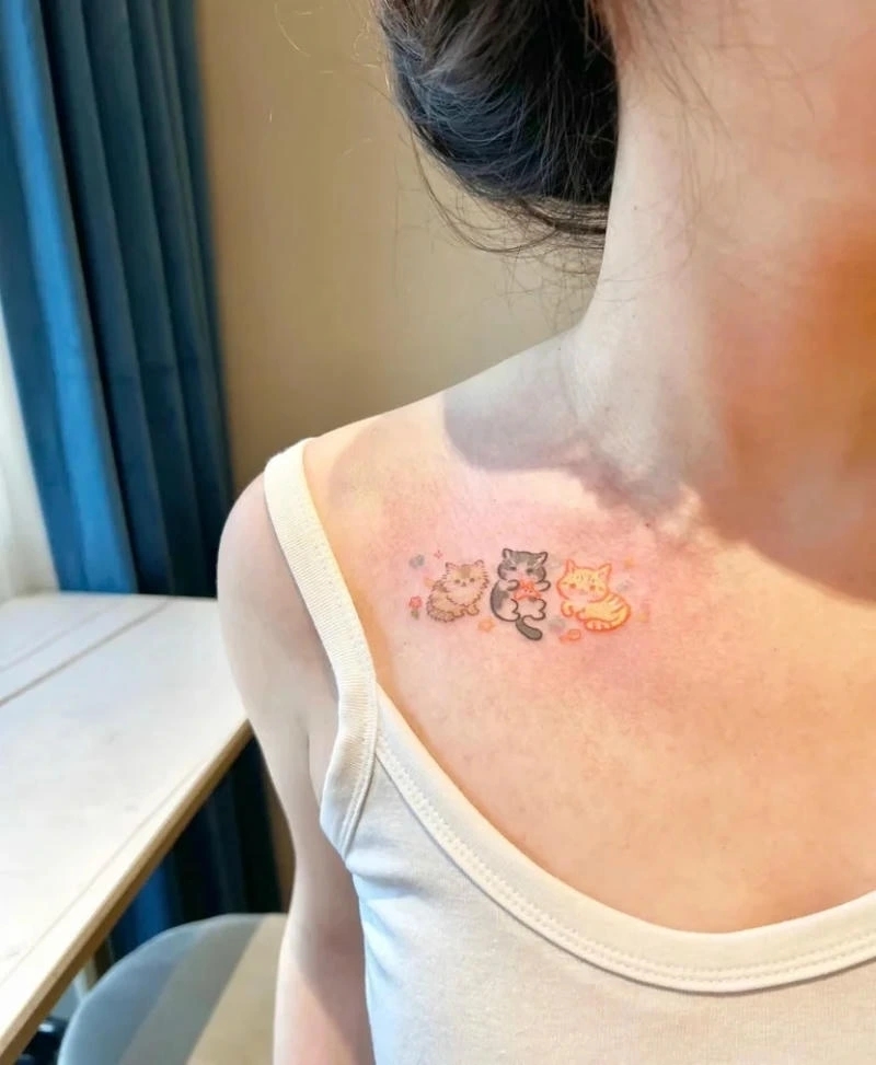 Hình tattoo mèo mini cute mang phong cách Hàn Quốc