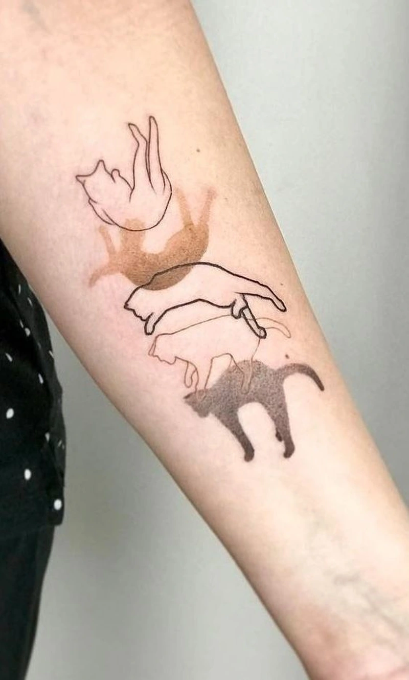 Hình tattoo mèo mini cute với nét vẽ tinh tế đẹp