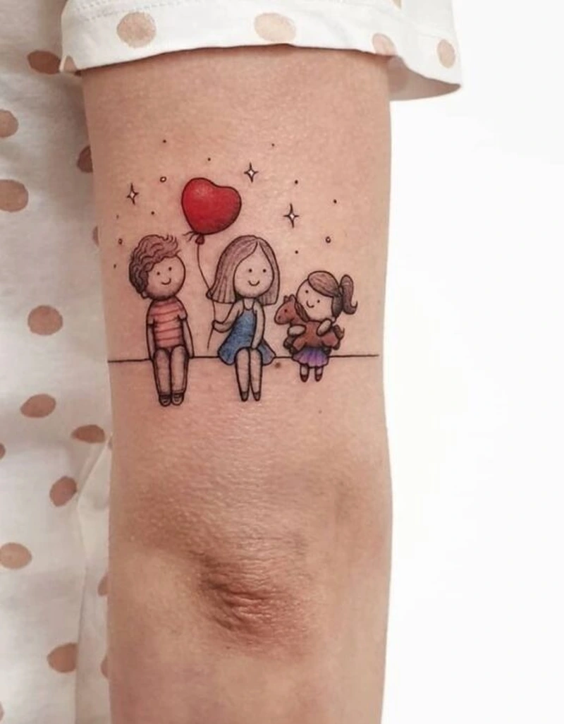 Hình trái tim gia đình trong tattoo đầy ý nghĩa
