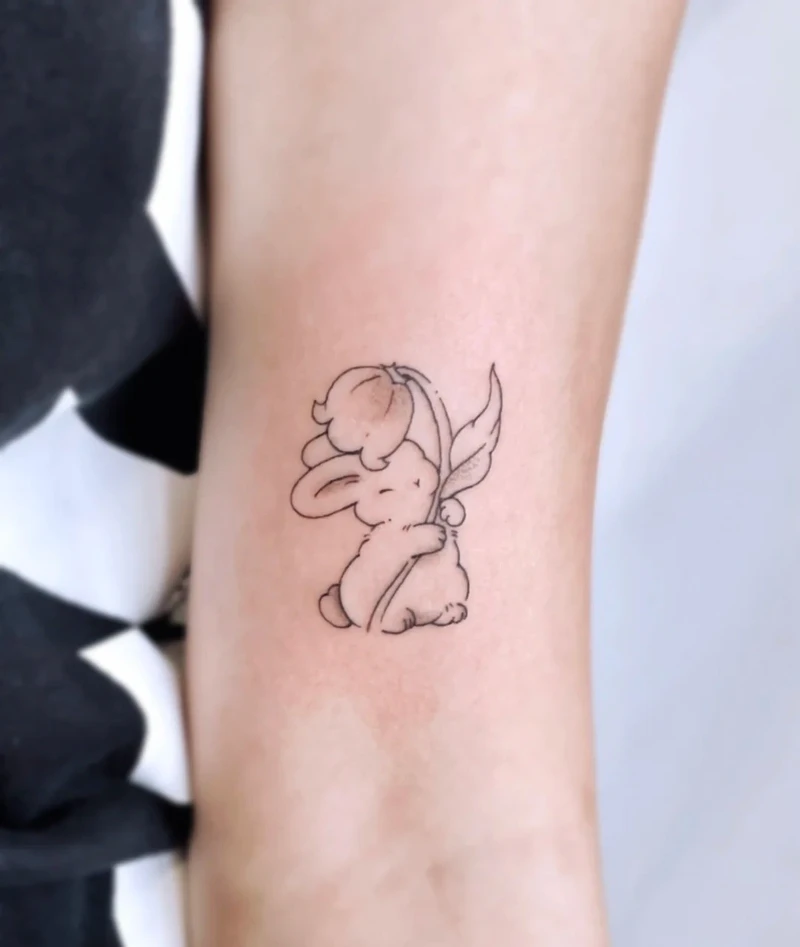 Hình xăm con thỏ của pinky màu trắng tinh khôi
