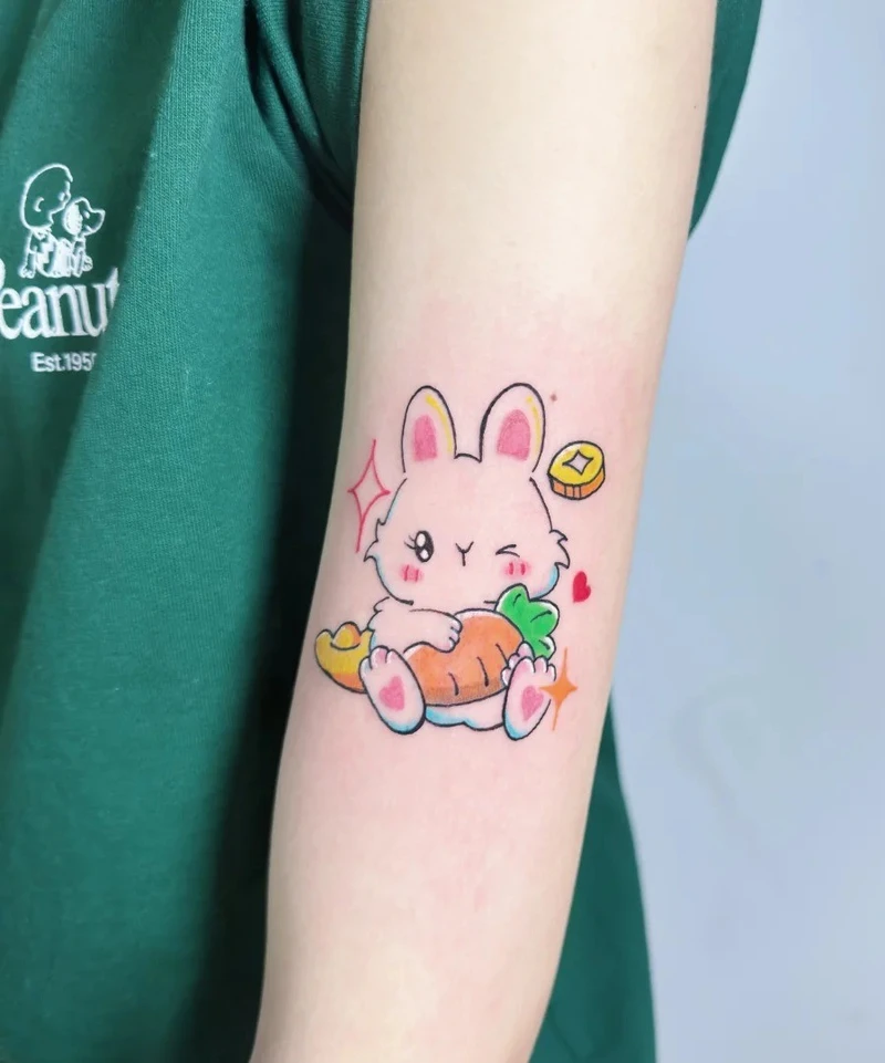 Hình xăm con thỏ của pinky phong cách tối giản