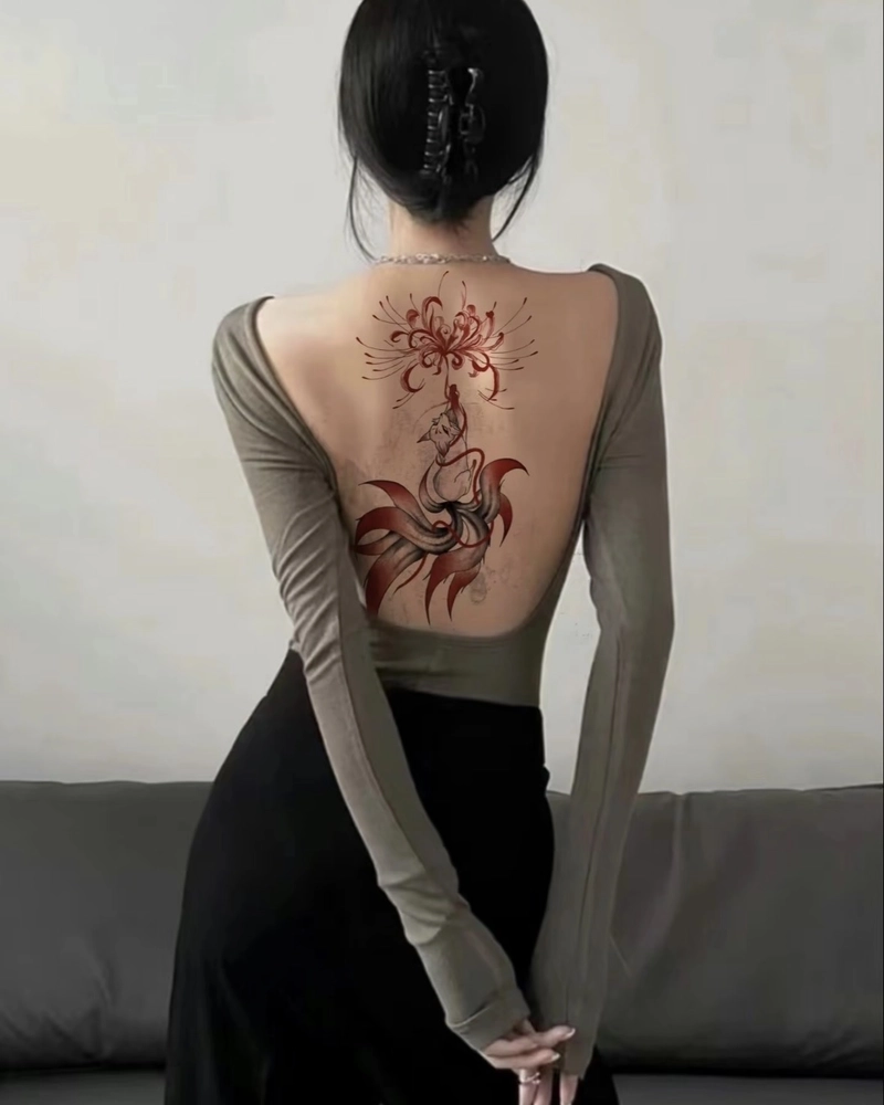 Hình xăm full lưng nữ mang nét đẹp thanh tao hiện đại