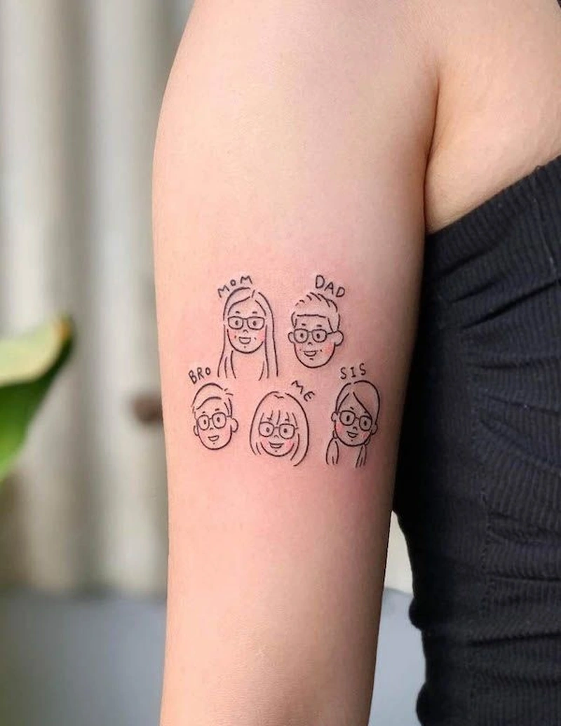 Hình xăm gia đình cùng biểu tượng gắn kết người thân