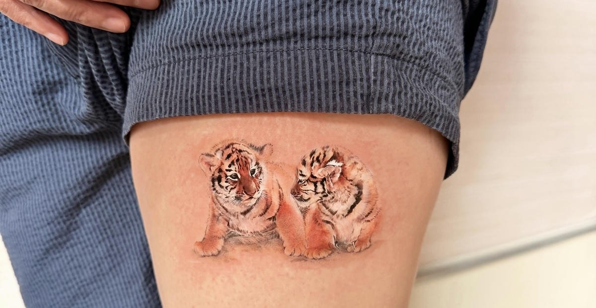 Hình xăm hổ cute thumbnail