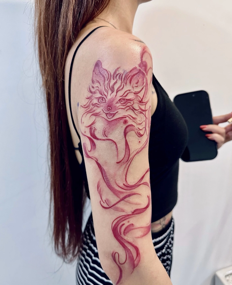Hình xăm hồ ly uyển chuyển cùng đường nét mềm mại đẹp
