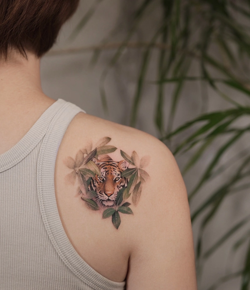 Kiểu hình xăm con hổ tinh tế phong cách đẹp