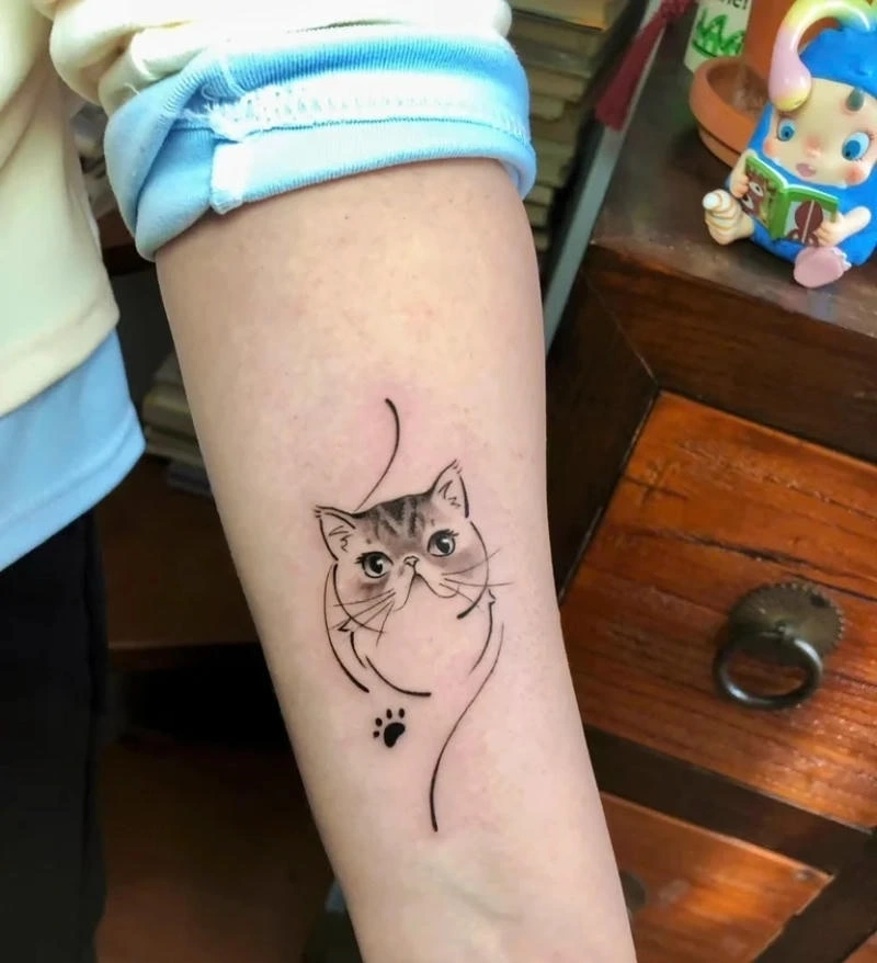 Kiểu tattoo mèo nhỏ hợp người thích hình xăm dễ thương
