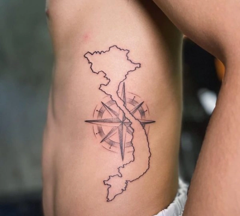 Mẫu tattoo bản đồ Việt Nam đơn giản nhưng ấn tượng