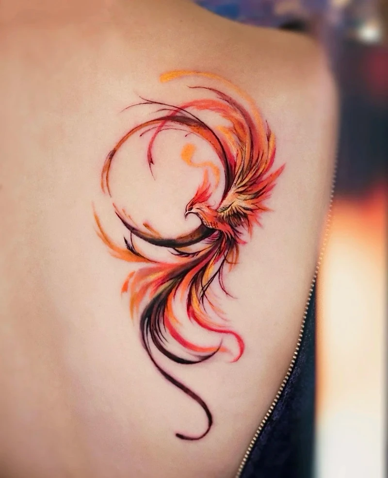 Phượng hoàng lửa hình xăm cho nữ sang trọng