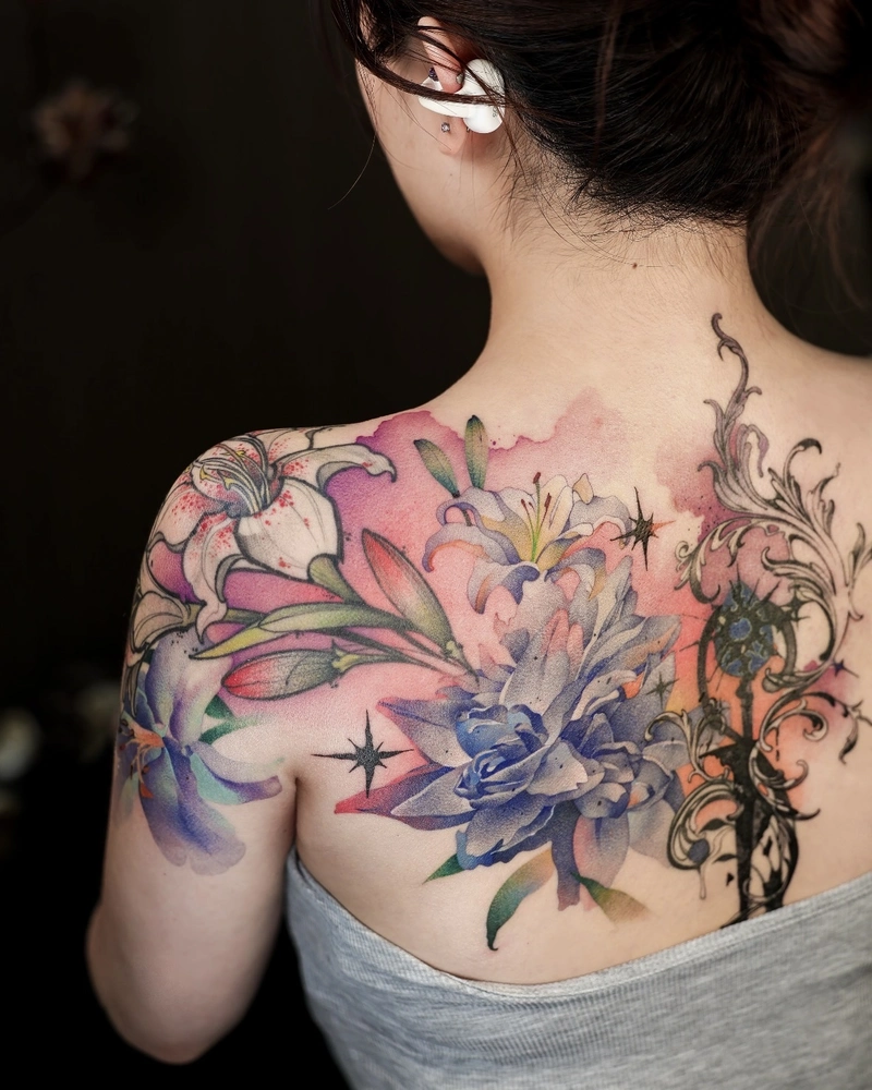 Tattoo full lưng nữ tạo cảm giác cuốn hút đầy mê hoặc