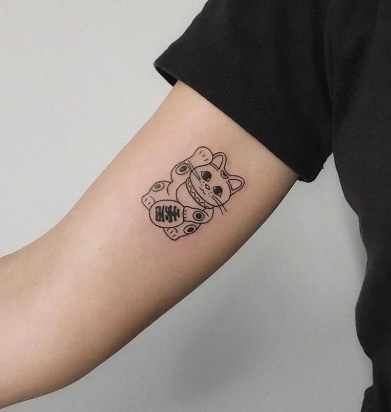 Tattoo mini mèo cute hợp người thích hình xăm nhỏ