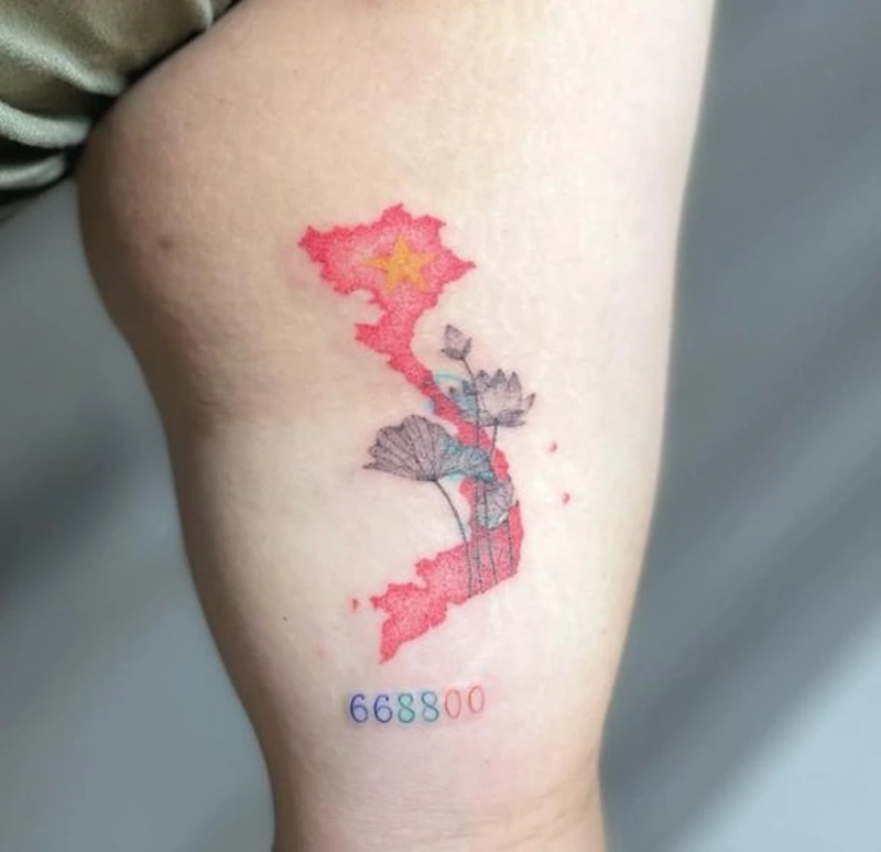 Tattoo yêu nước cùng hình xăm bản đồ Việt Nam