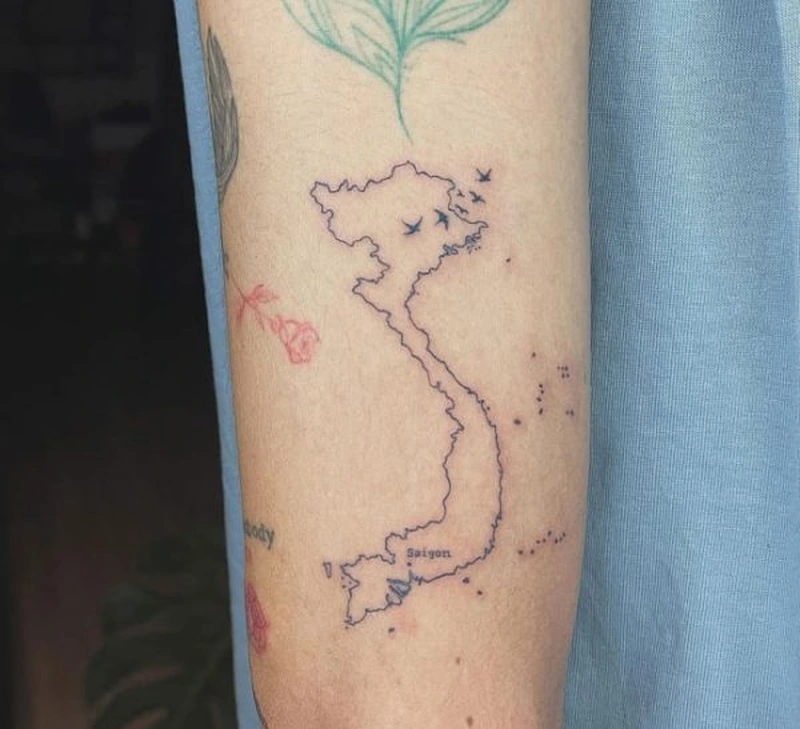 Thiết kế bản đồ Việt Nam dành cho tattoo nghệ thuật