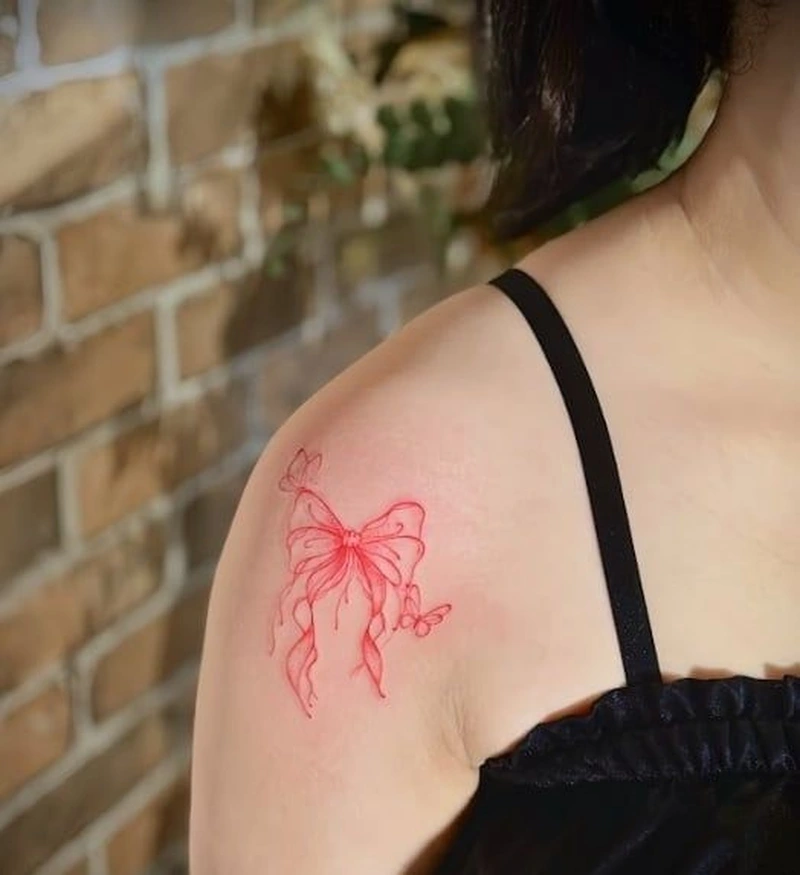 Vibe tattoo nữ nhẹ nhàng hợp hình xăm nơ mini