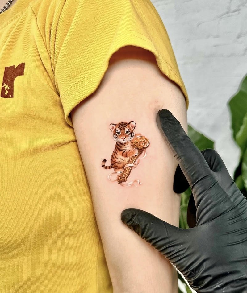 Xăm hình hổ cute nghệ thuật đáng yêu