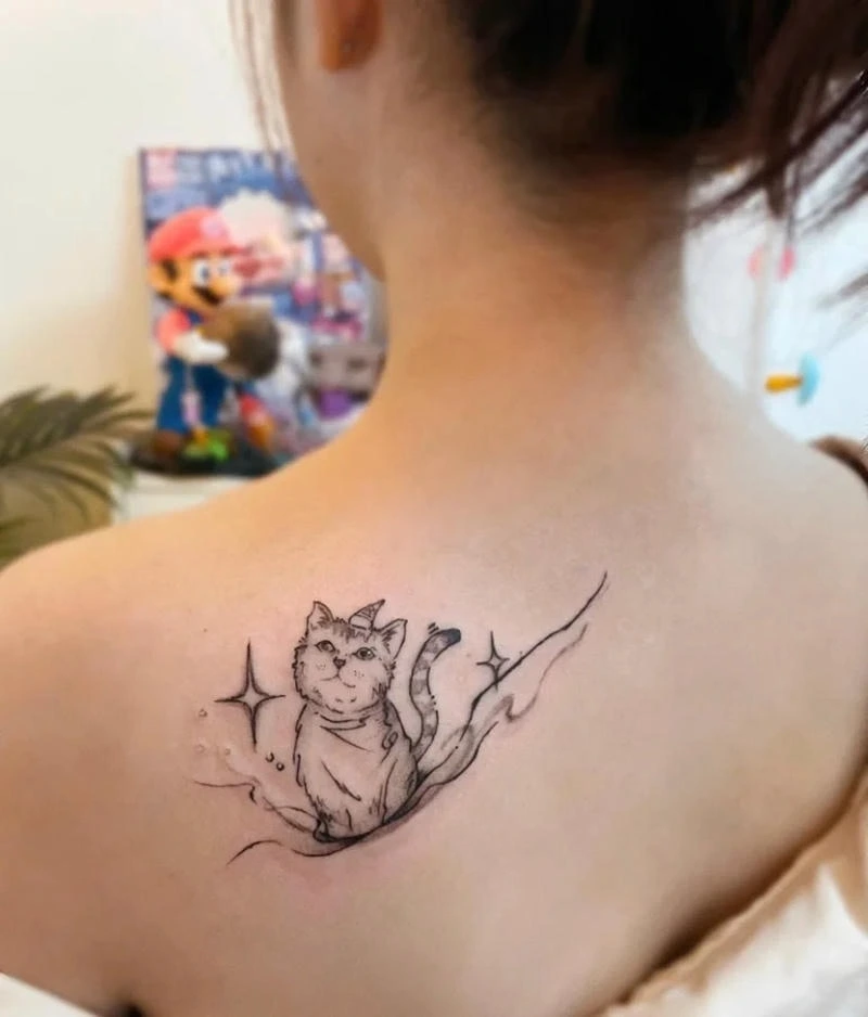 Xăm hình mèo mini cute hợp người thích tattoo nữ nhẹ