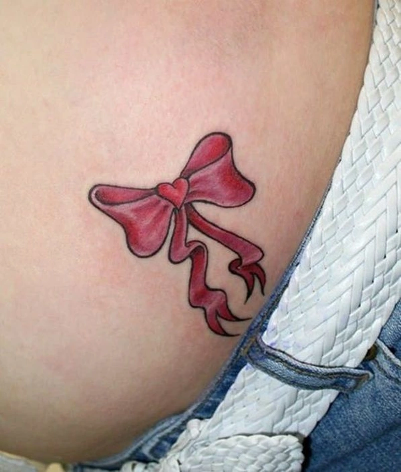 Xăm hình nơ mini hợp phong cách tattoo Hàn Quốc cute