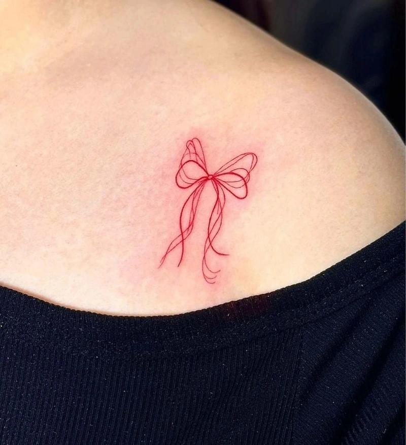 Xăm tay nơ mini hợp người thích tattoo nhẹ nhàng