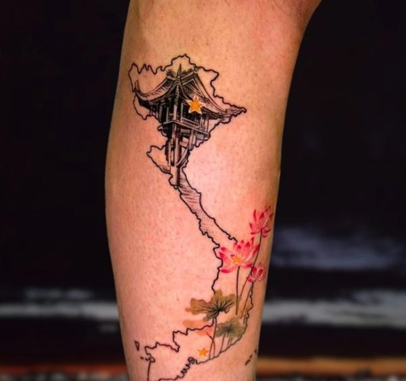 Ý tưởng tattoo bản đồ Việt Nam cho nam giới