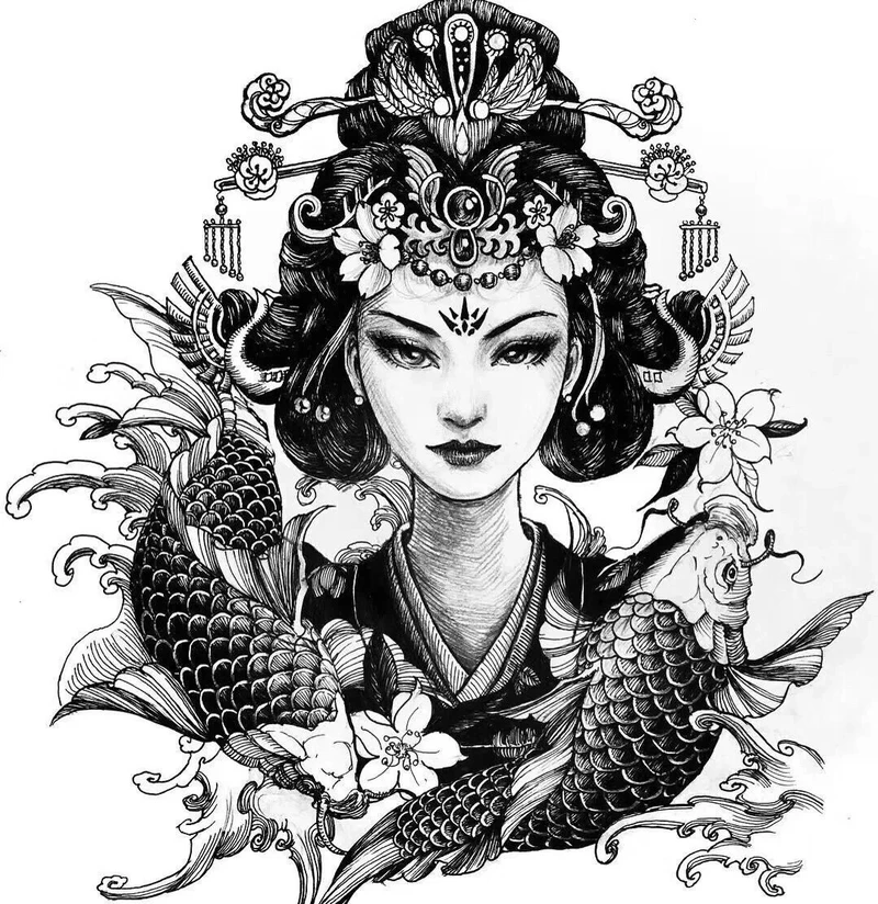 ấn tượng cô gái nhật hình xăm