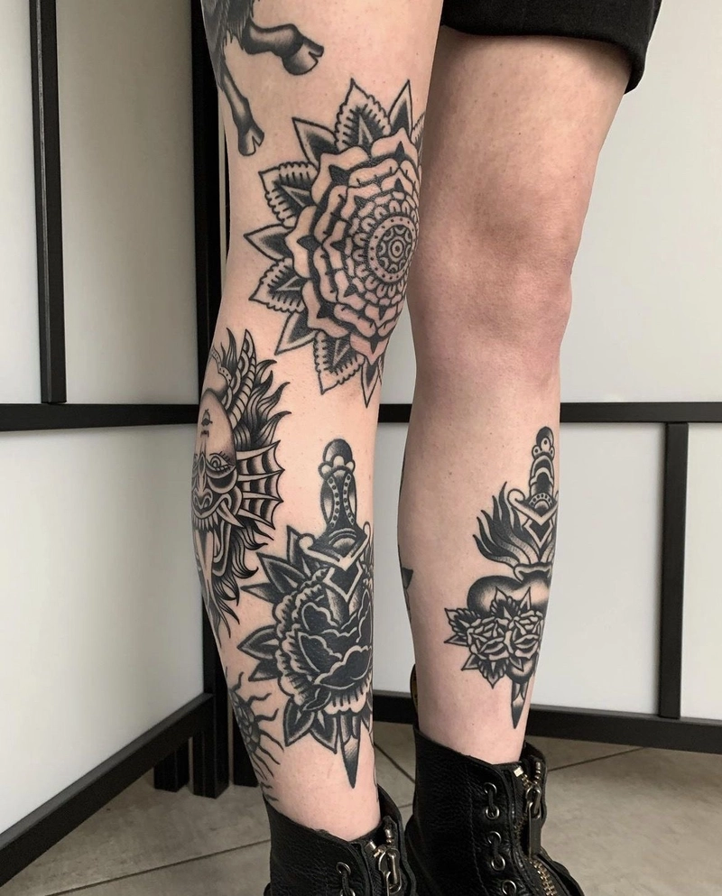 ảnh hình xăm mandala full kính chân