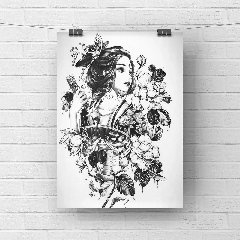 cô gái nhật hình xăm truyền thống