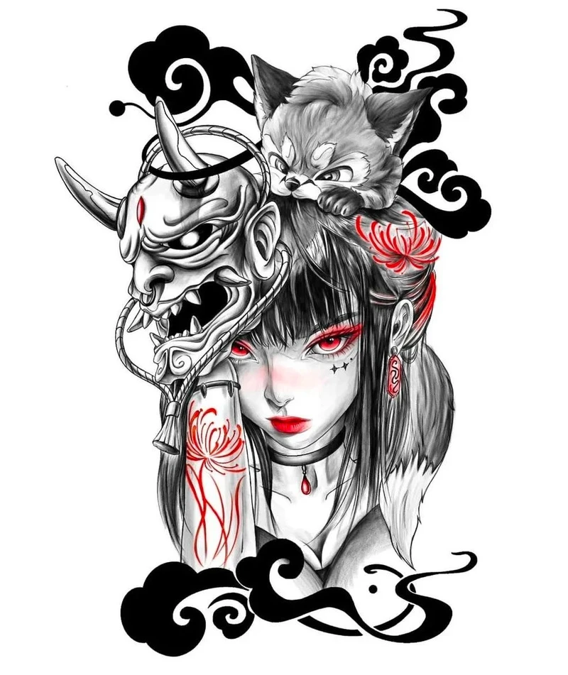 đẹp mắt hình xăm cô gái nhật