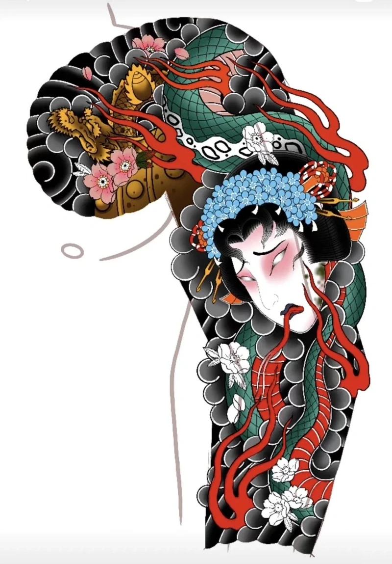 hình xăm cô gái nhật cho nữ