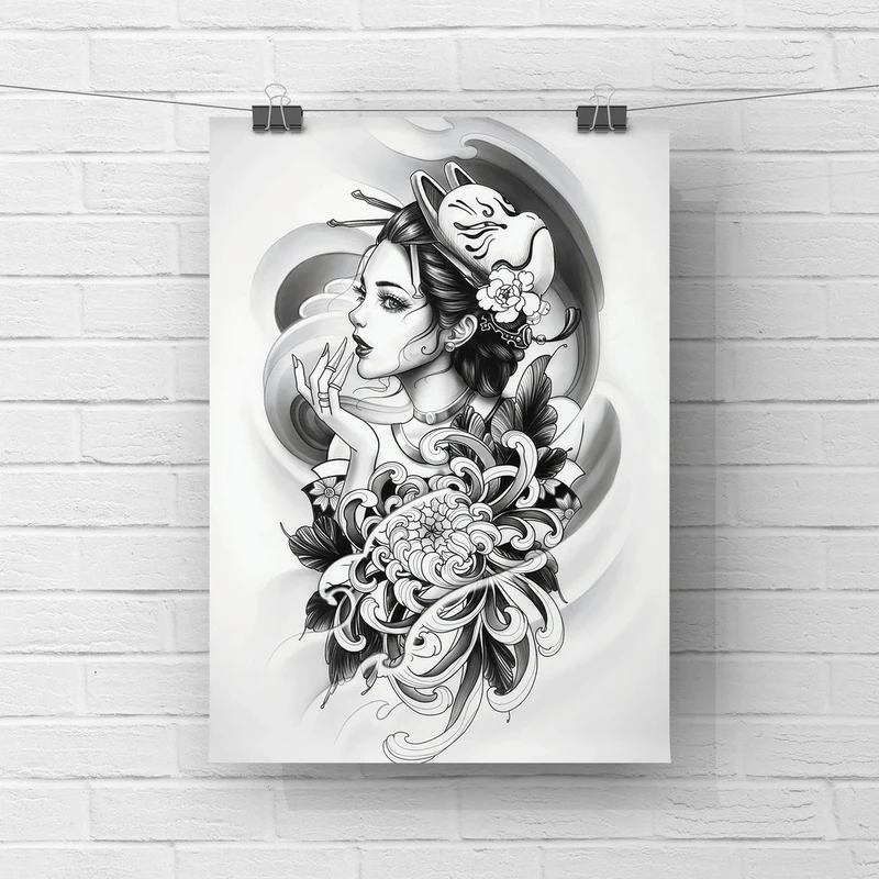 hình xăm cô gái nhật phong cách yakuza
